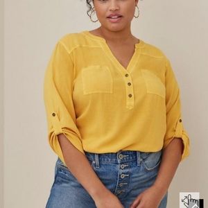 Plus Size 5X Torrid Yellow 💛 Harper Pullover Blouse women's  shirt